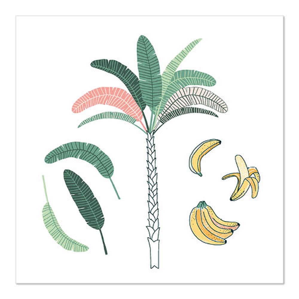 Papstar Servietten, 3-lagig 1/4-Falz 33 cm x 33 cm "Palm and Bananas"