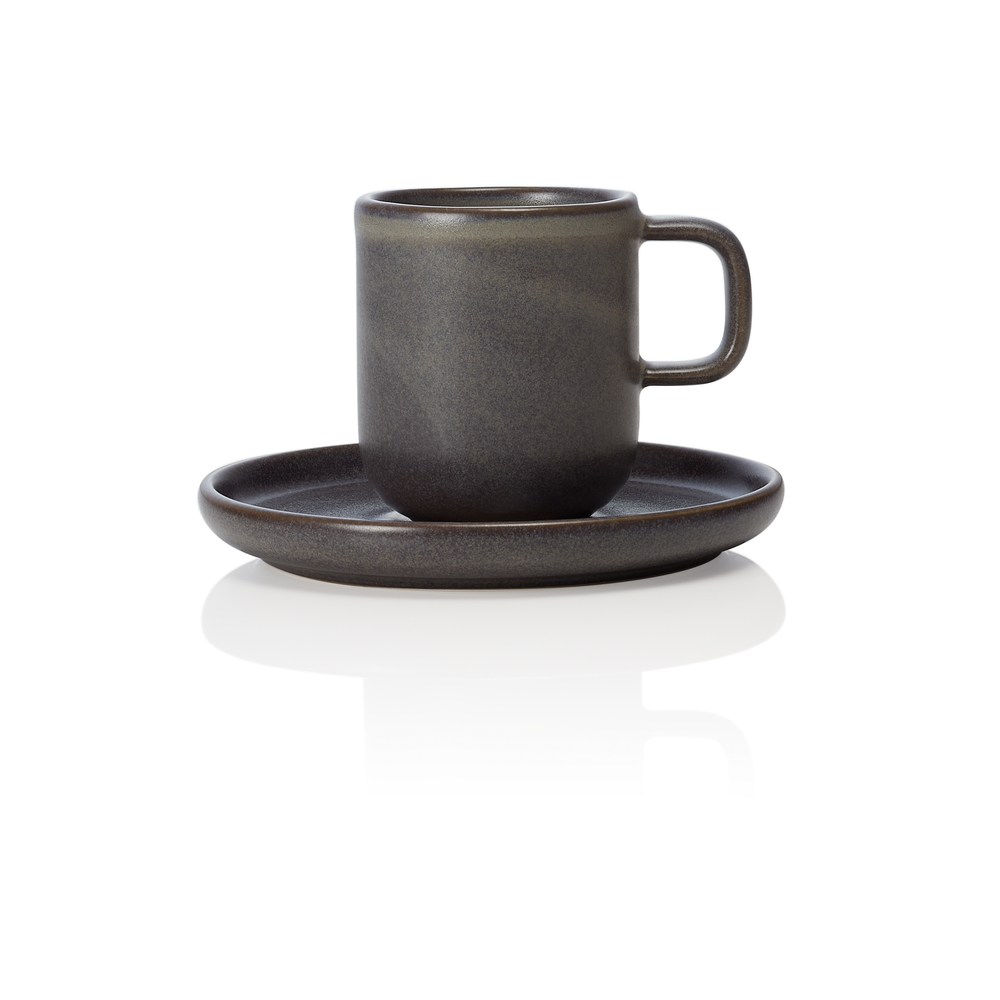 WAS Espresso- und Untertasse Set ROCKZZERO, 90 ml, Set á 6 Stück, stone grey, St