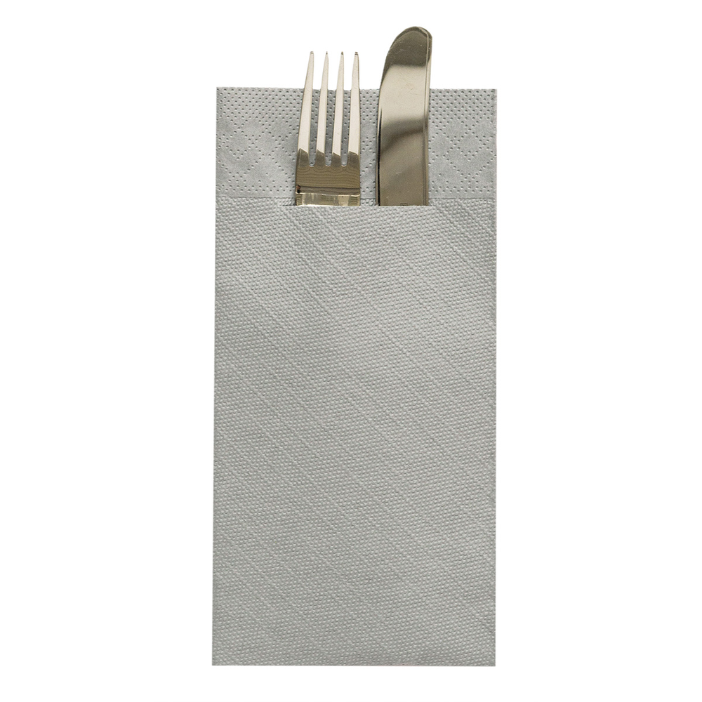 Mank Pocket-Napkins Basic grau 40 x 40 cm 1/8 Falz