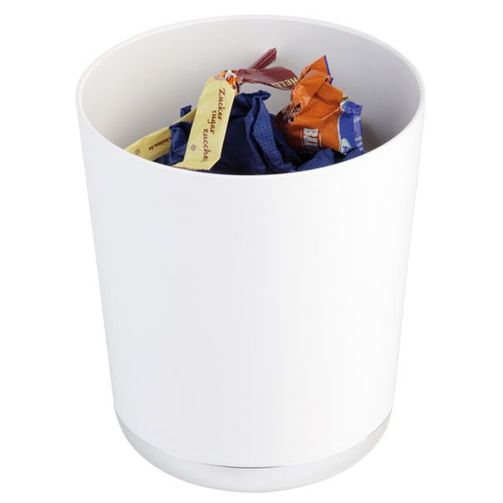APS Tischreste- / Besteckbehälter Ø 13 cm, H: 15 cm, weiß mit verchromten Boden