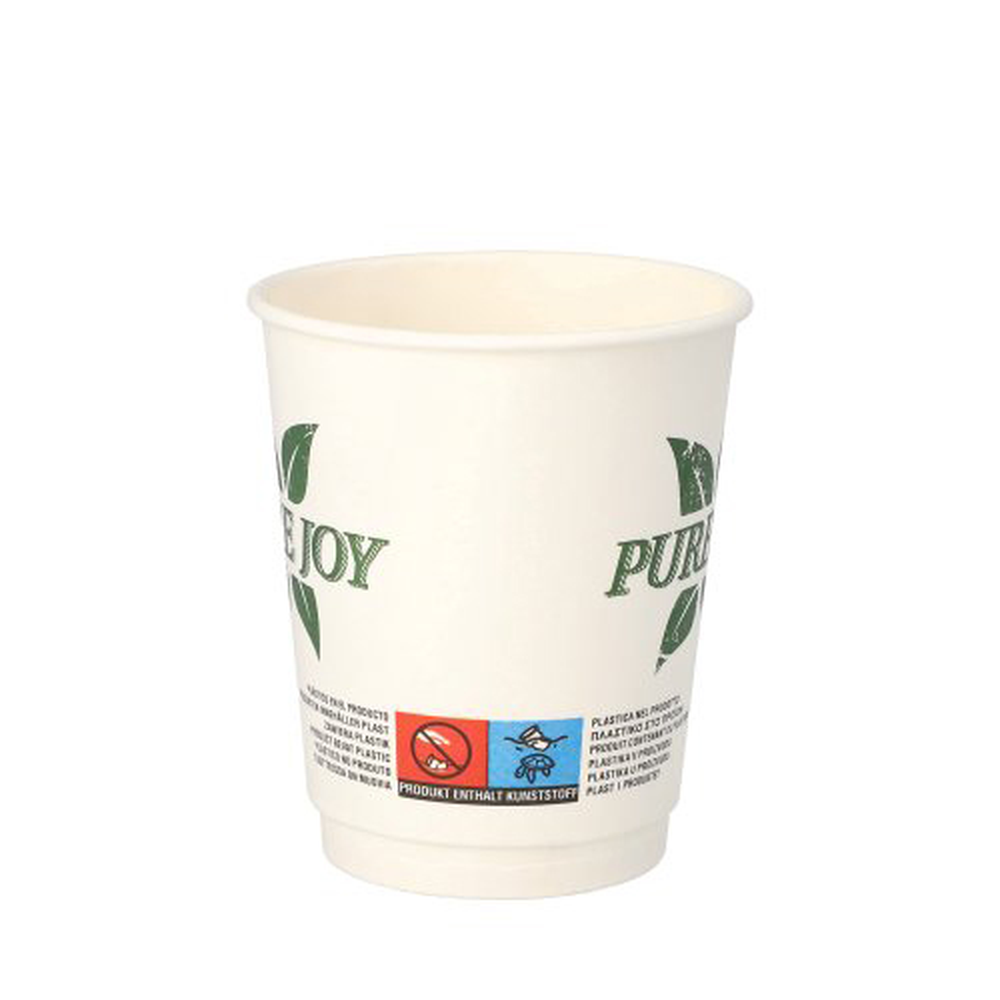 Papstar Trinkbecher, Pappe 0,2 l Ø 8 cm · 9 cm weiss "Pure Joy" doppelwandig