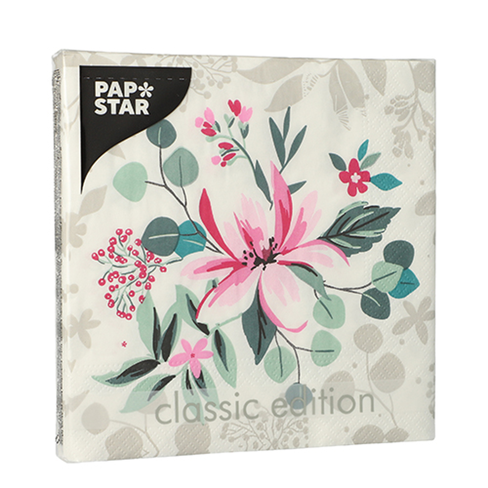 Papstar Servietten, 3-lagig 1/4-Falz 33 cm x 33 cm "Rosalie"