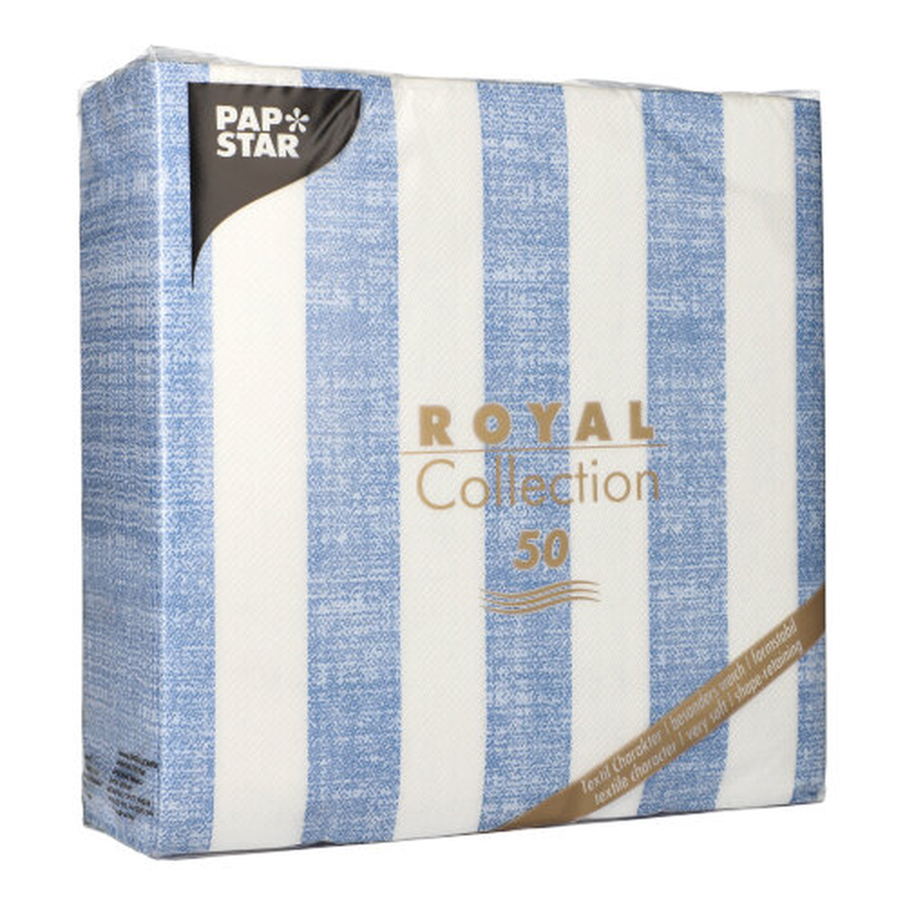 Papstar Servietten "ROYAL Collection" 1/4-Falz 40 cm x 40 cm blau "Lines"
