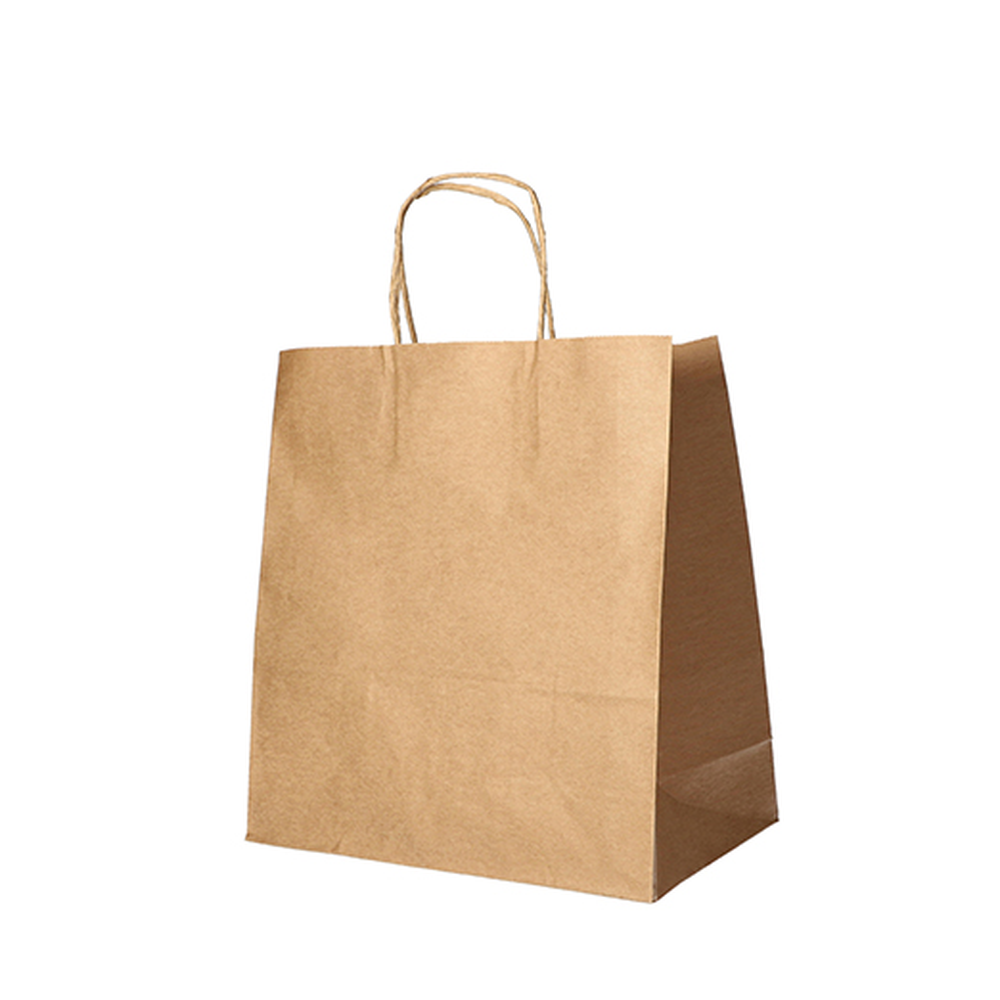 PAPSTAR Tragetaschen, Papier 27 cm x 32 cm x 17 cm braun mit gedrehtem Trageg