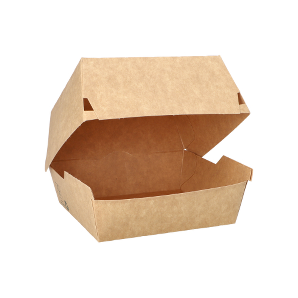 Papstar Burgerboxen, Pappe 7,8 cm x 11,5 cm x 11 cm braun "100% Fair" groß