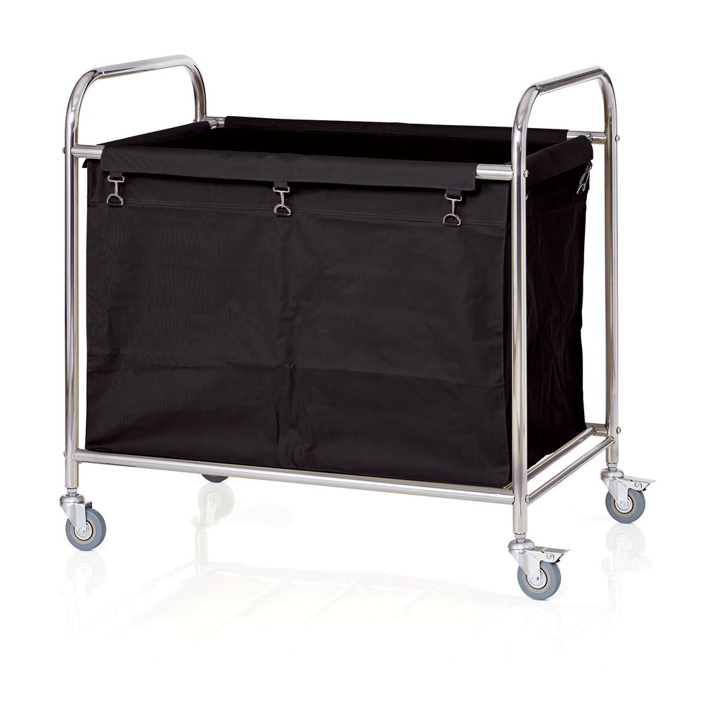 WAS Wäschewagen, 90 x 55 x 90 cm, schwarz, Edelstahl, verchromt, Nylon