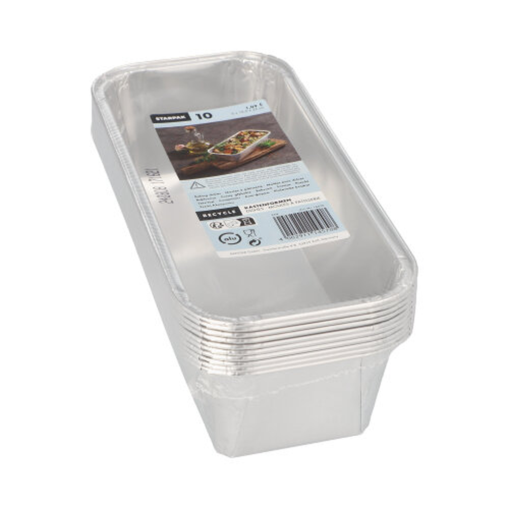 Papstar Kastenformen, Alu eckig 1,09 l 6 cm x 10,2 cm x 23 cm