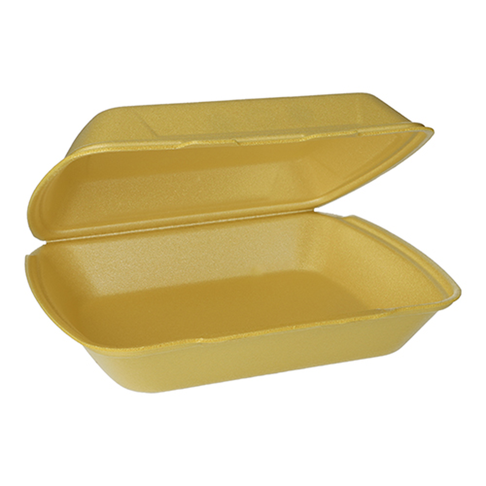 Papstar Menüboxen mit Klappdeckel, XPS ungeteilt 7,5 cm x 24,3 cm x 20,8 cm gold