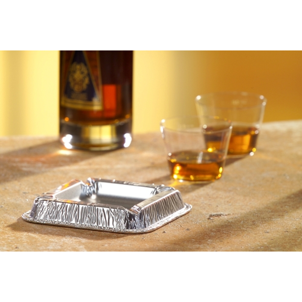 Papstar Aschenbecher, Alu eckig 2,2 cm x 12,5 cm x 12,5 cm