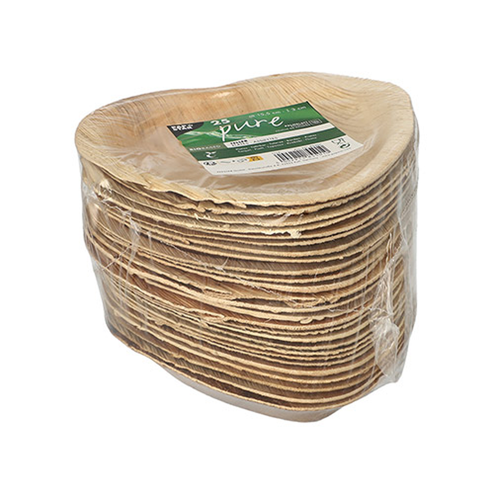 Papstar Teller, Palmblatt "pure" 15,5 cm x 3 cm "Herz"