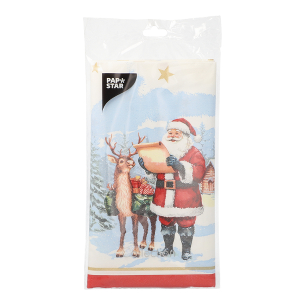 Papstar Tischdecke, stoffähnlich, Airlaid 120 cm x 180 cm weiss "Dear Santa"