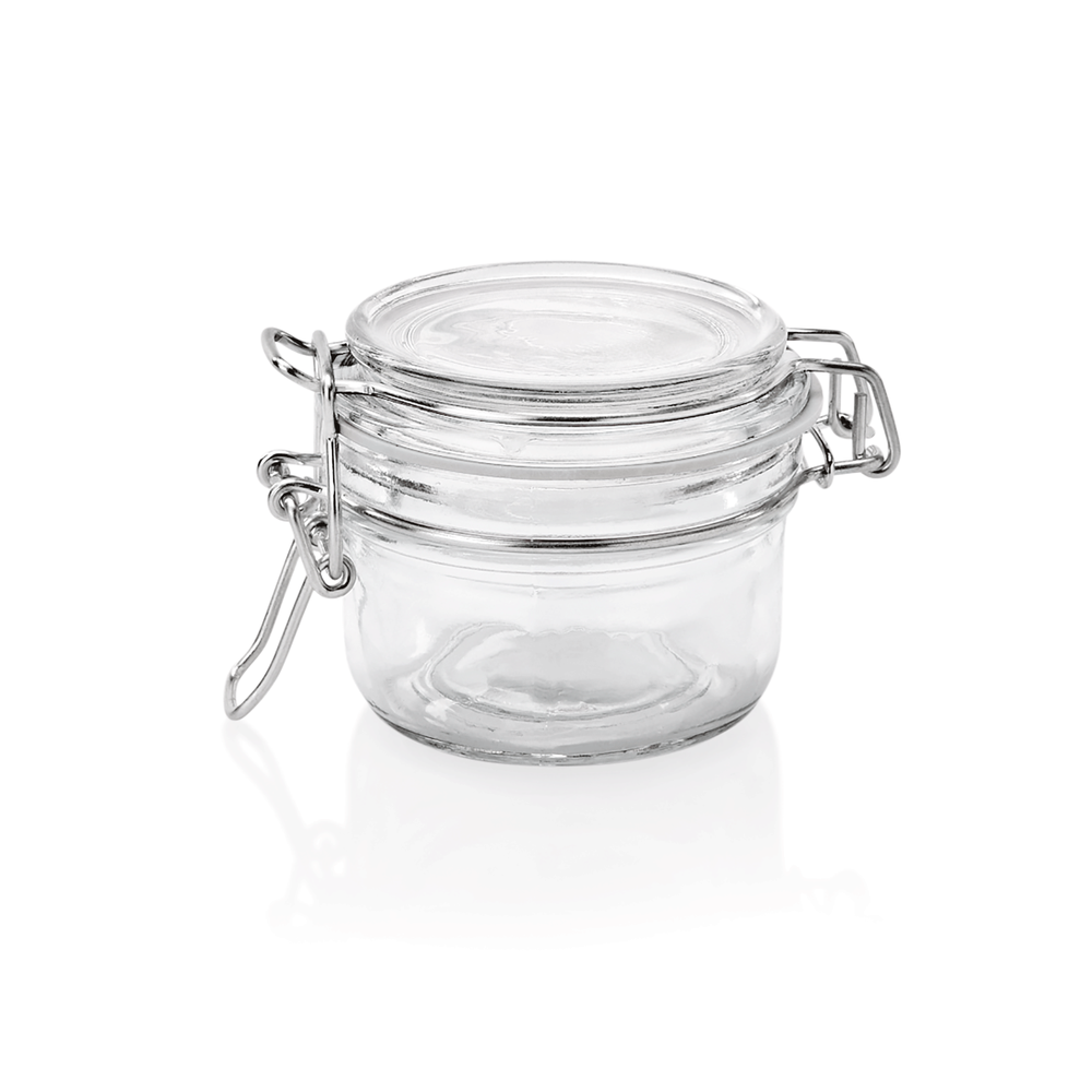 WAS Bügelverschlussglas Set, 0,15 ltr., Ø 8 cm, Höhe 7 cm, Set á 3 Stück, Glas, 