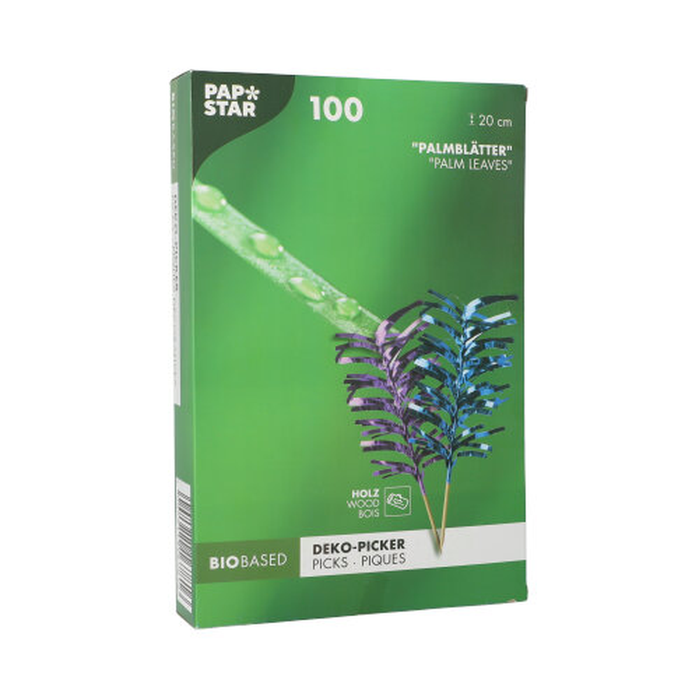 Papstar Deko-Picker 20 cm farbig sortiert "Palmblätter"