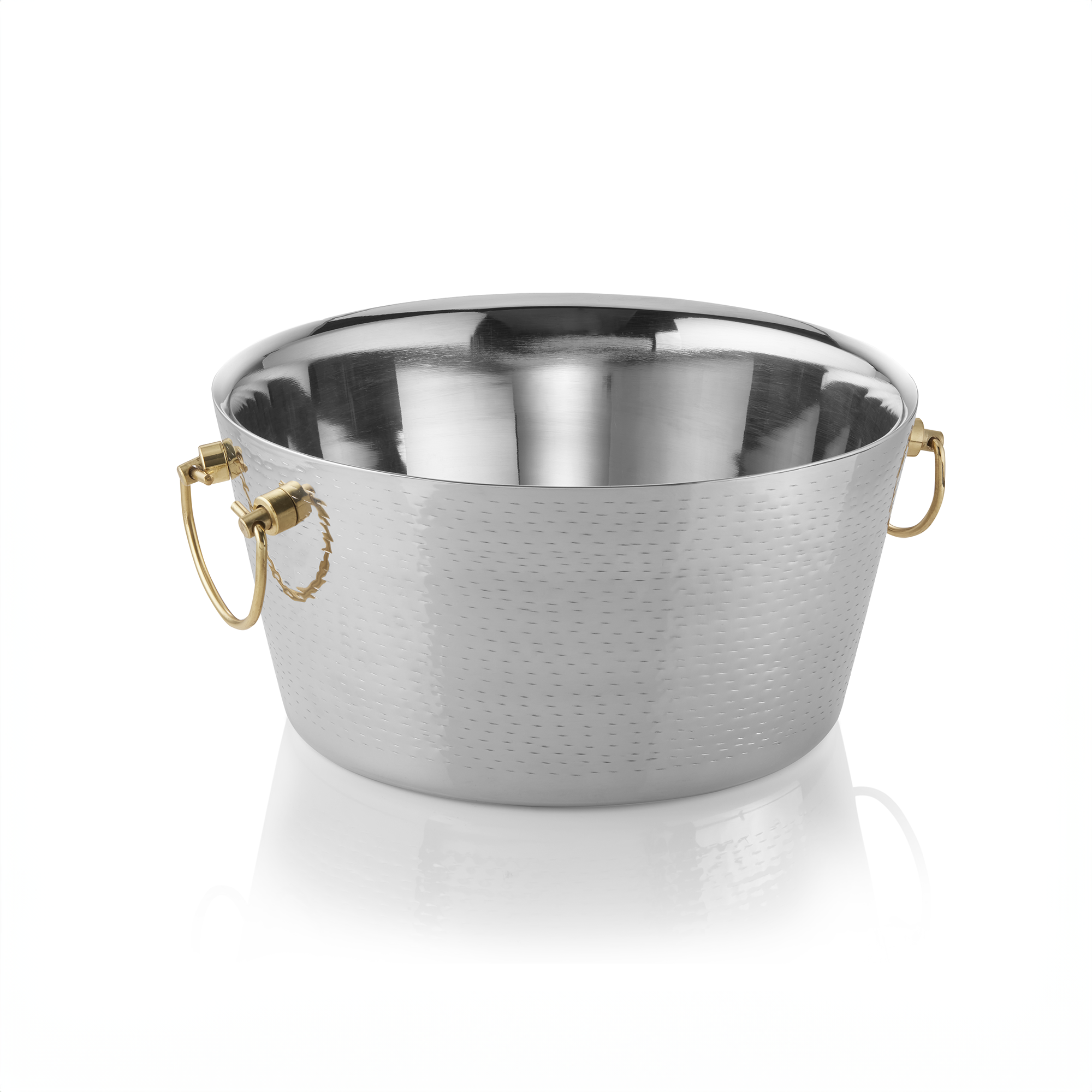 WAS Champagnerkühler mit Messinggriffen, Ø 34 cm, Höhe 17 cm, doppelwandig, gehä