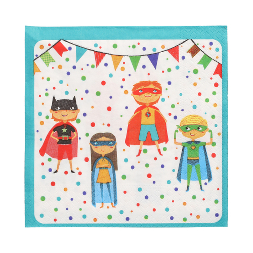 Papstar Servietten, 3-lagig 1/4-Falz 33 cm x 33 cm "Superhero"