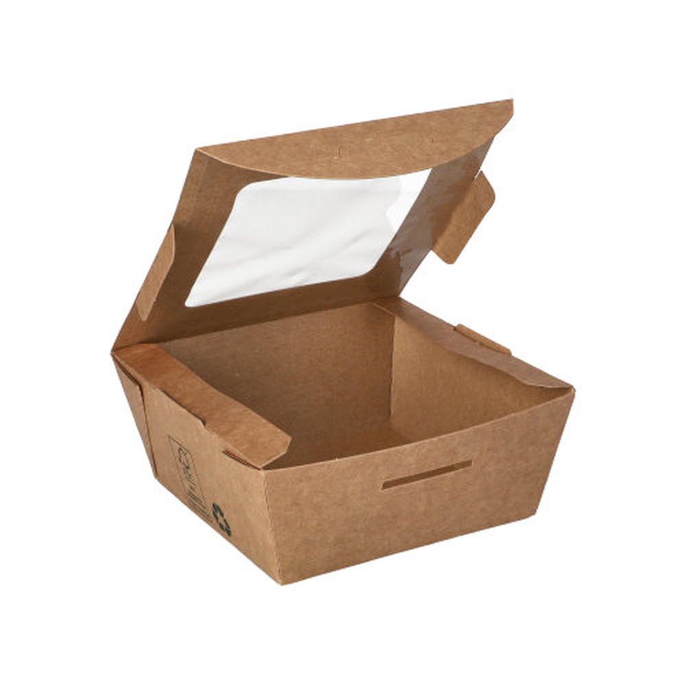 PAPSTAR Feinkostboxen Pappe pure eckig 350 ml 4,5 cm x 9 cm x 9 cm braun 
