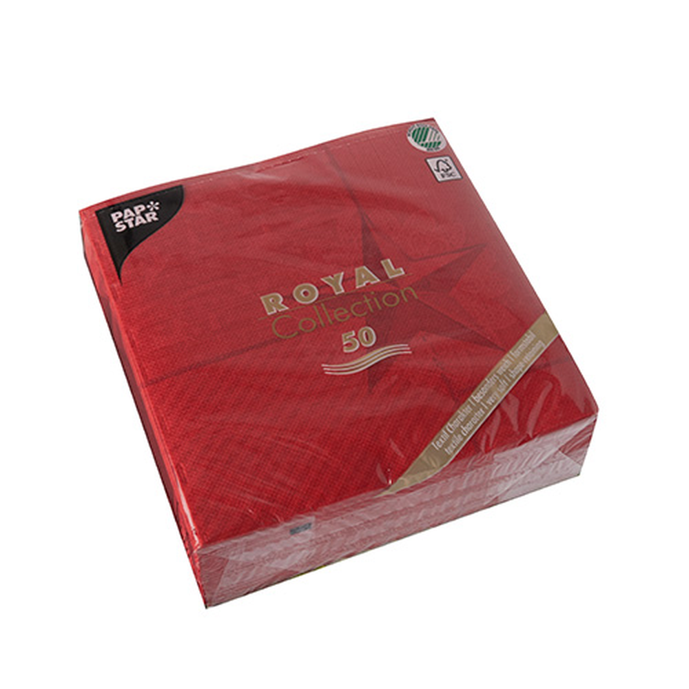 Papstar Servietten "ROYAL Collection" 1/4-Falz 40 cm x 40 cm rot "Rising Star"
