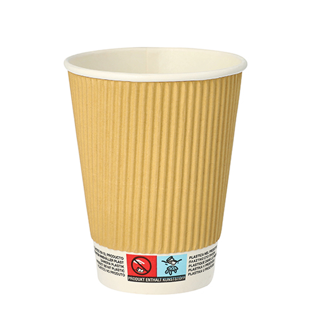 Papstar Trinkbecher, Pappe 0,3 l Ø 9 cm · 11 cm natur Ripple Wall