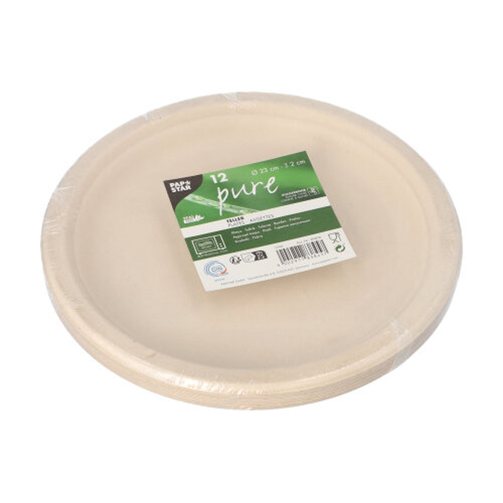 Papstar Teller, Zuckerrohr "pure" ungeteilt Ø 23 cm · 2 cm natur