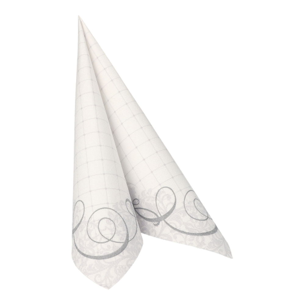 Papstar Servietten "ROYAL Collection" 1/4-Falz 40 cm x 40 cm silber "Megan"