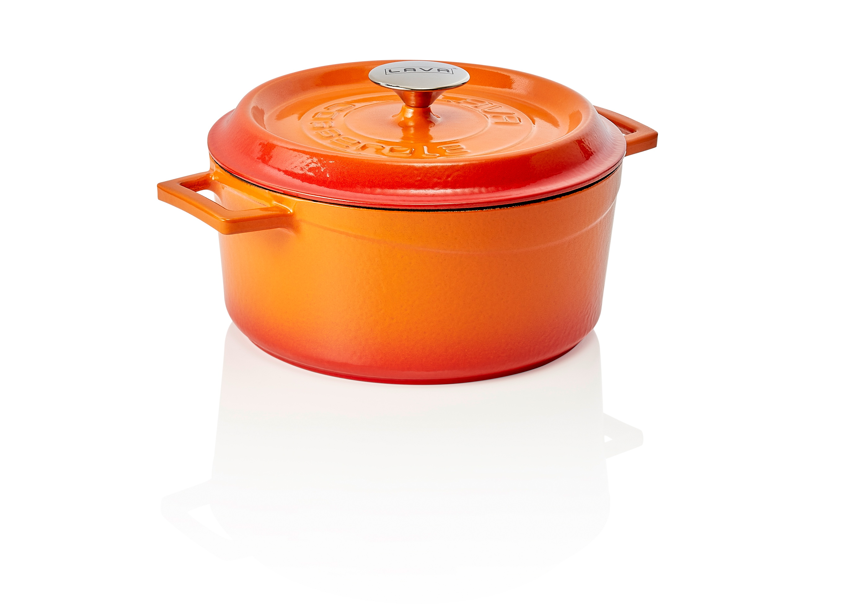 WAS Bräter Ø oben 25 cm Höhe 11,5 cm orange Gusseisen