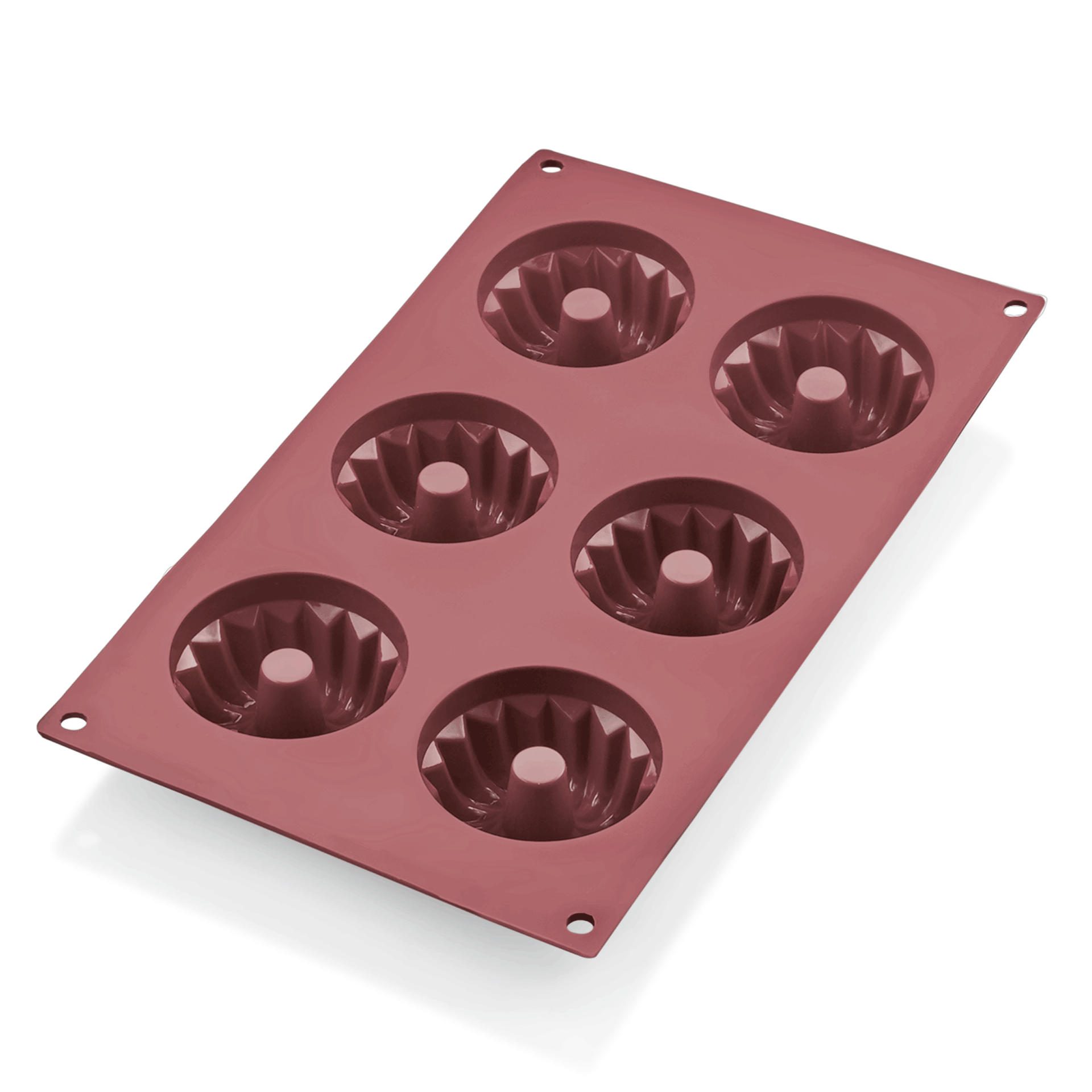WAS Gugelhupf BAKEFLEX, 6 Formen, Ø 6,5 cm, rot, Silikon