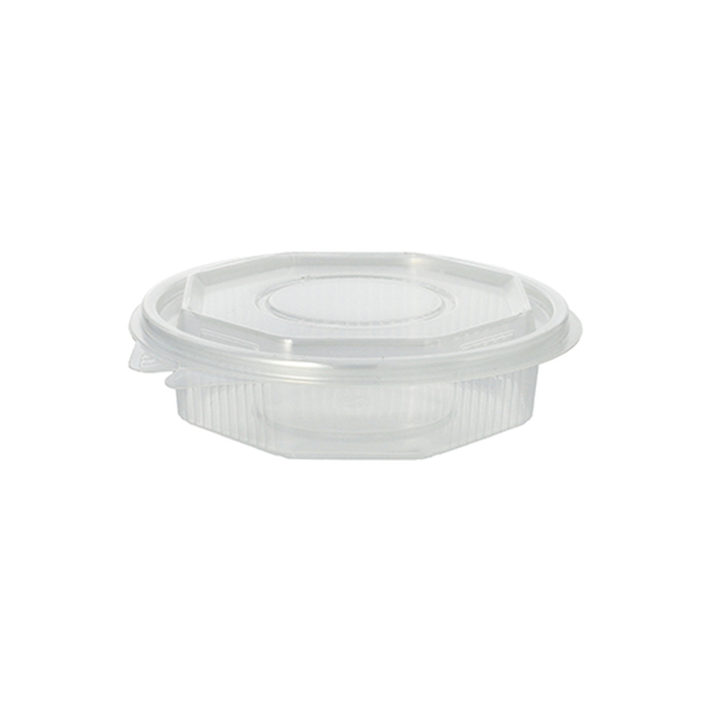 PAPSTAR Verpackungsbecher mit Klappdeckeln, PP 8-eckig 250 ml 2,8 cm x 11 cm