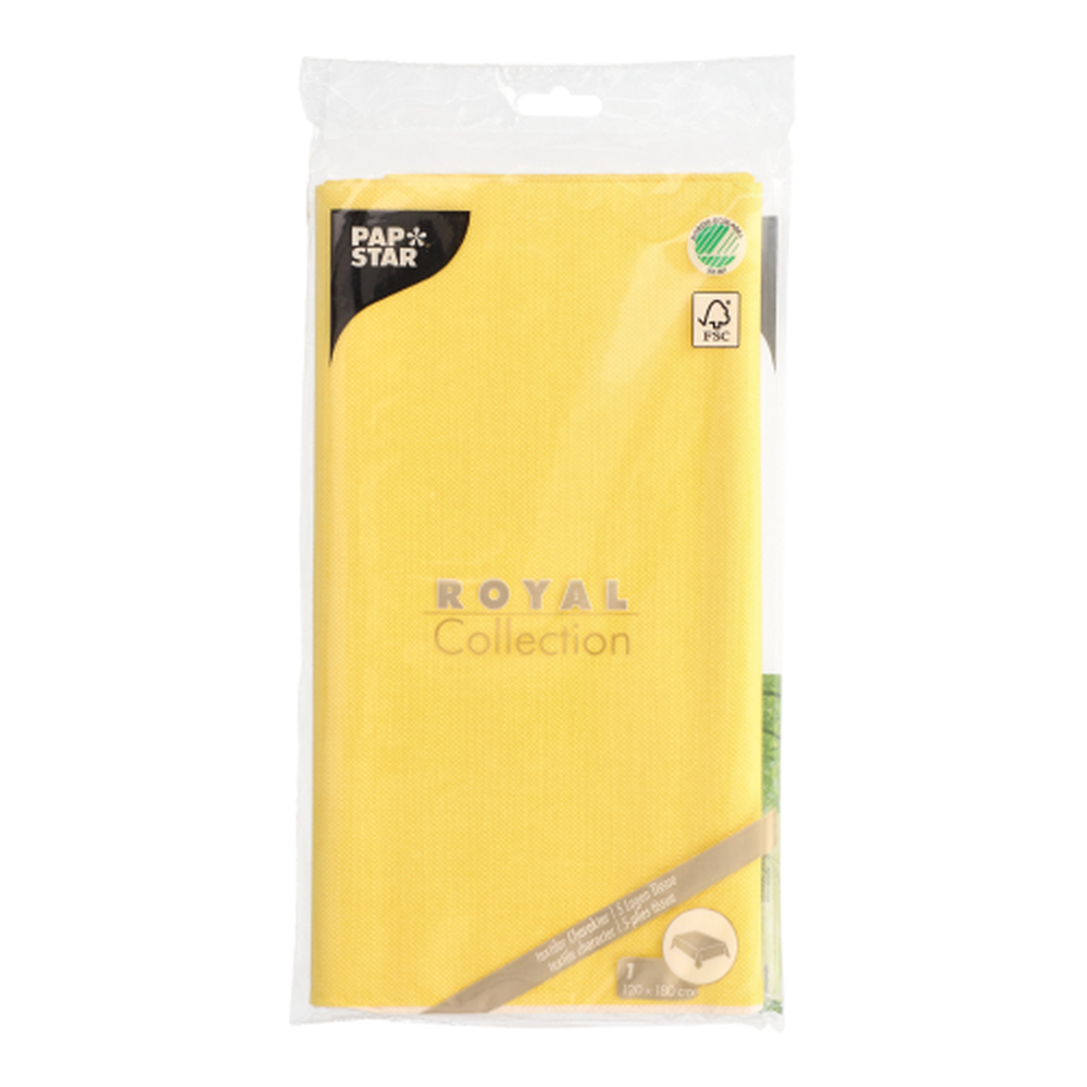 Papstar Tischdecke, Tissue "ROYAL Collection" 120 cm x 180 cm gelb