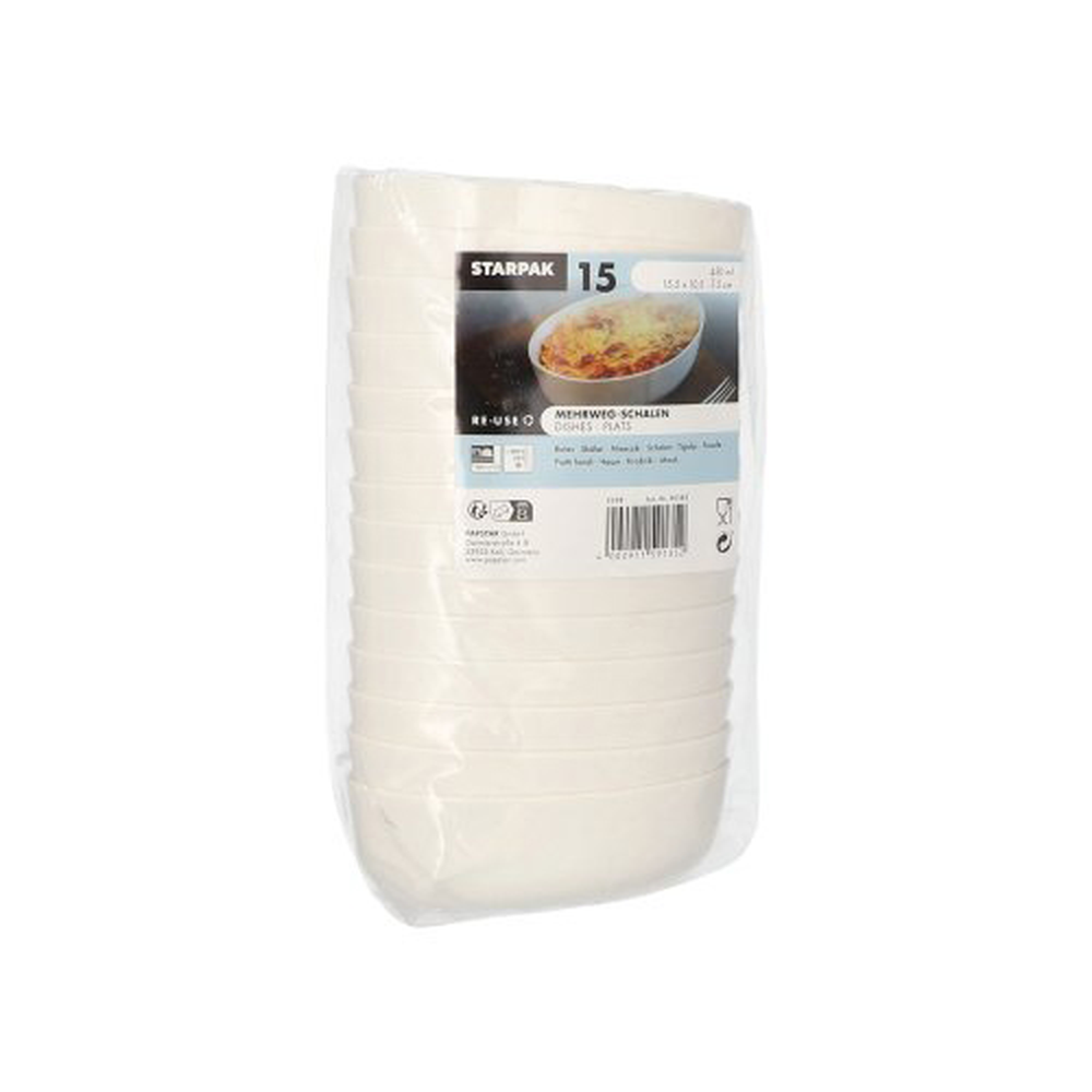 Papstar Mehrweg-Schalen oval 450 ml 5 cm x 10,5 cm x 15,5 cm weiss "Cella"