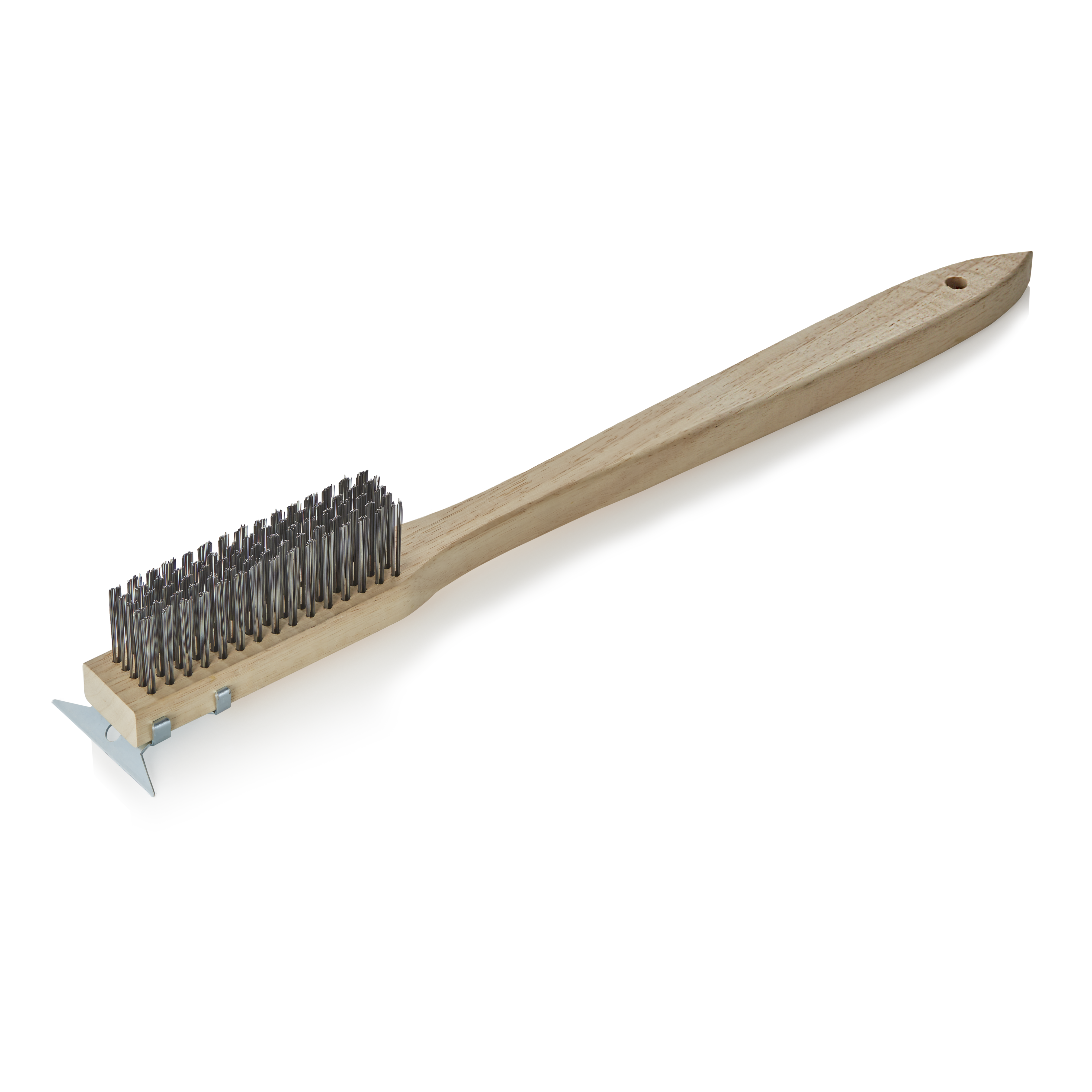 WAS Reinigungsbürste mit Schaber, 50 cm, mit Stahlborsten 4 cm, Holz, Stahl