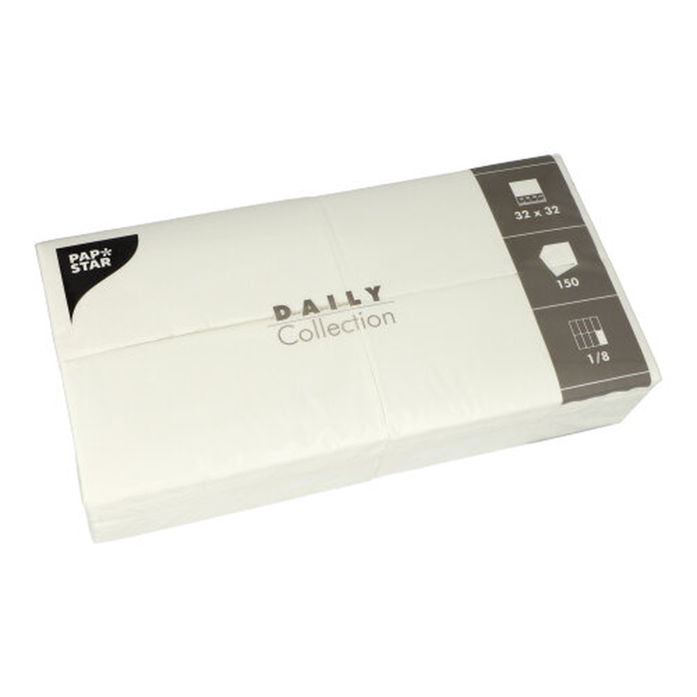 Papstar Servietten "DAILY Collection" 1/8-Falz 32 cm x 32 cm weiss