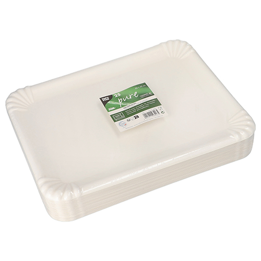 Papstar Servierplatten, Zuckerrohr "pure" eckig 26 cm x 35 cm weiss