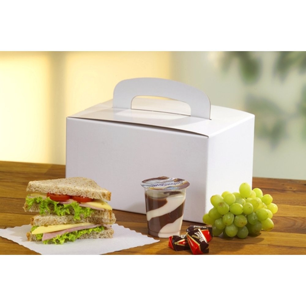 PAPSTAR Lunch-Boxen, Pappe pure eckig 12,5 cm x 15,5 cm x 22,5 cm weiss mit