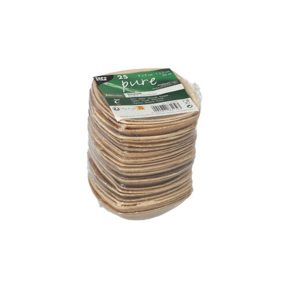 Papstar Schalen Palmblatt "pure" 50 ml 2,5 cm x 9 cm x 9 cm natur "QUADRATO"
