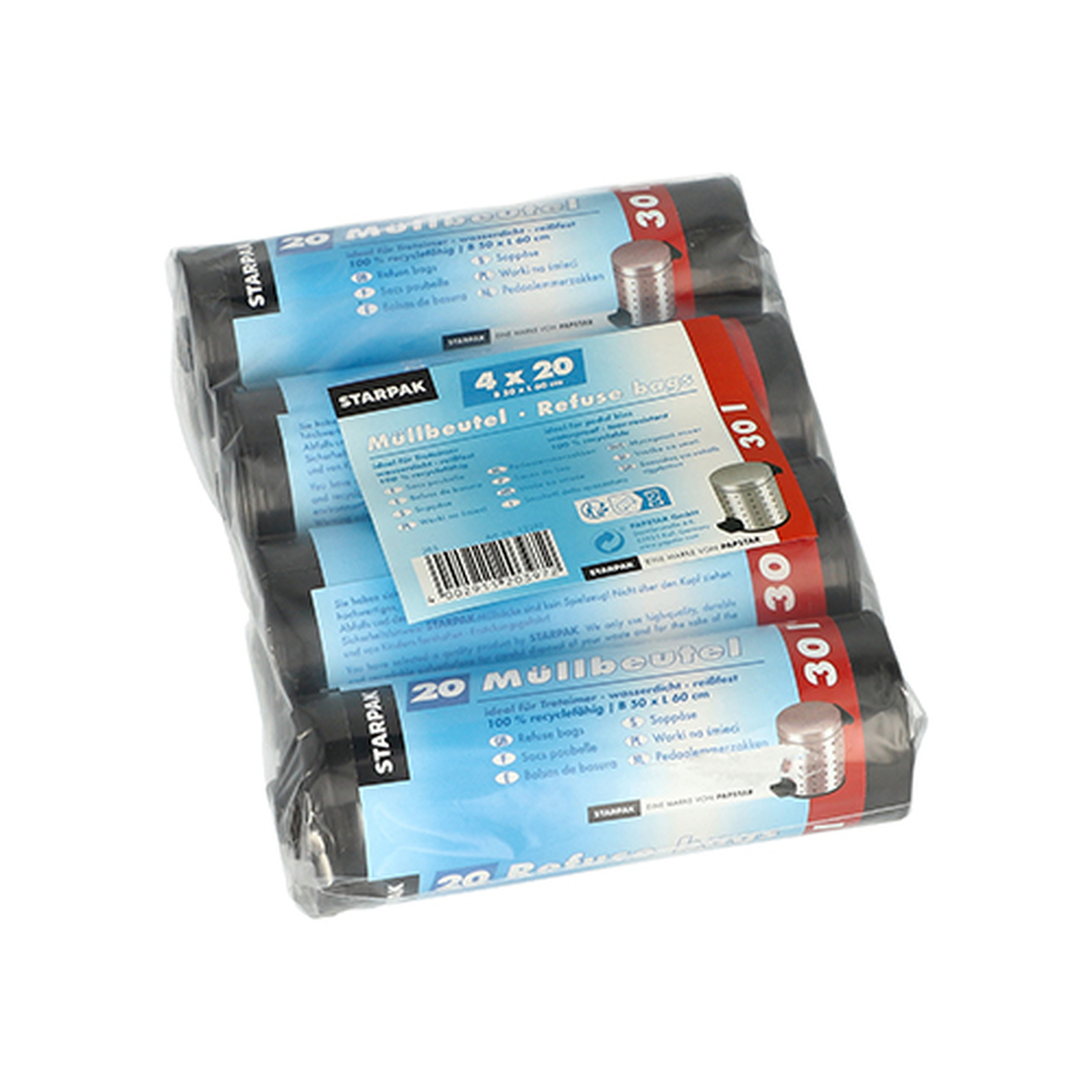 Papstar Müllbeutel, LDPE 30 l 60 cm x 50 cm grau