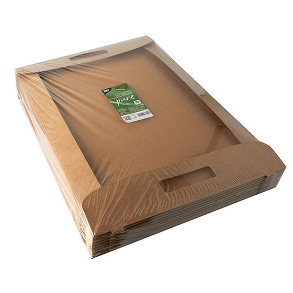 Papstar Tragetabletts, Pappe "pure" 4,5 cm x 54,4 cm x 36,6 cm braun "100% Fair"
