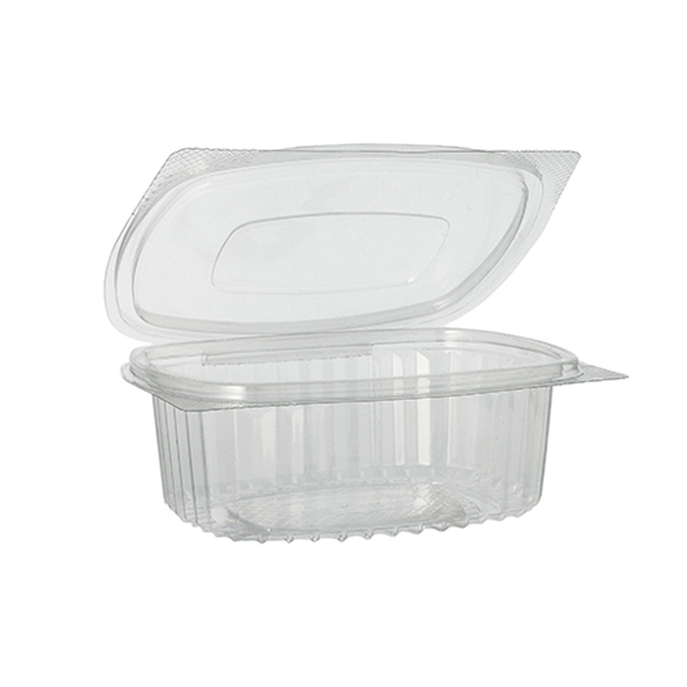 PAPSTAR Feinkost- und Salatschalen mit Klappdeckel, R-PET oval 375 ml 5 cm x