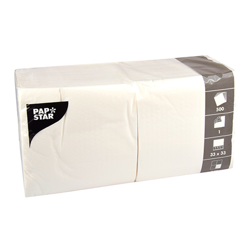 Papstar Servietten, 1-lagig 1/4-Falz 33 cm x 33 cm weiss
