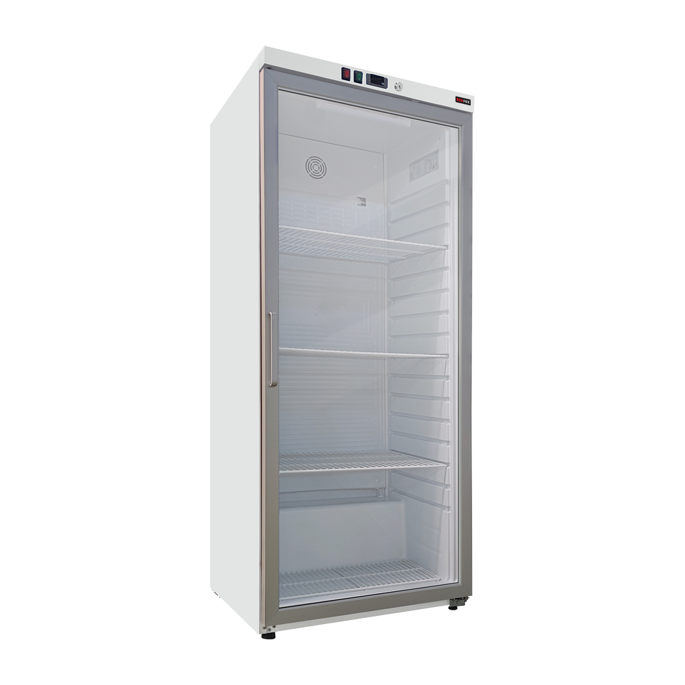 RM Gastro Kühlschrank 350 l, Glastür Türen, weiß / REDFOX - DRR 400/G