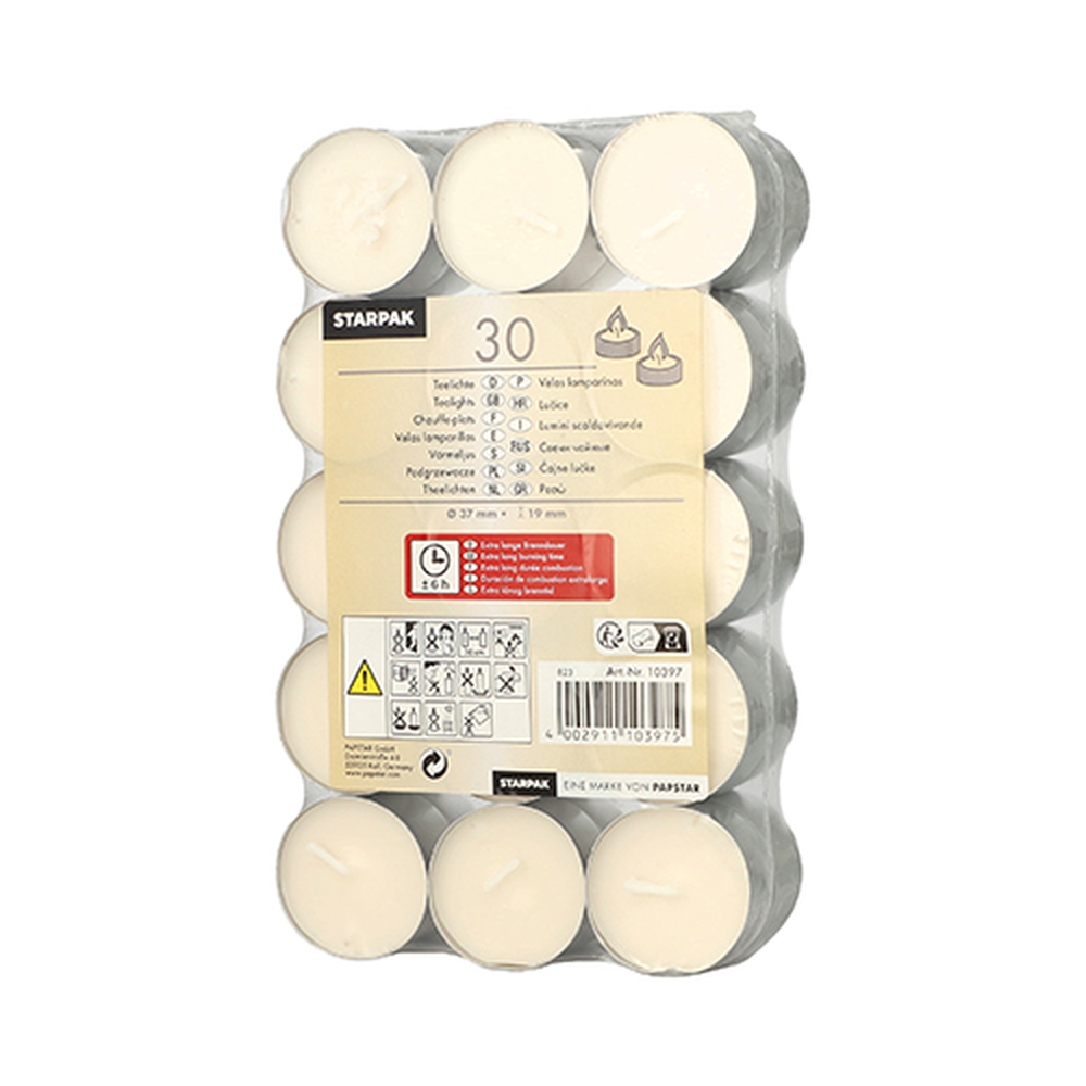 Papstar Teelichte Ø 37 mm · 19 mm weiss · mit langer Brenndauer 6 h