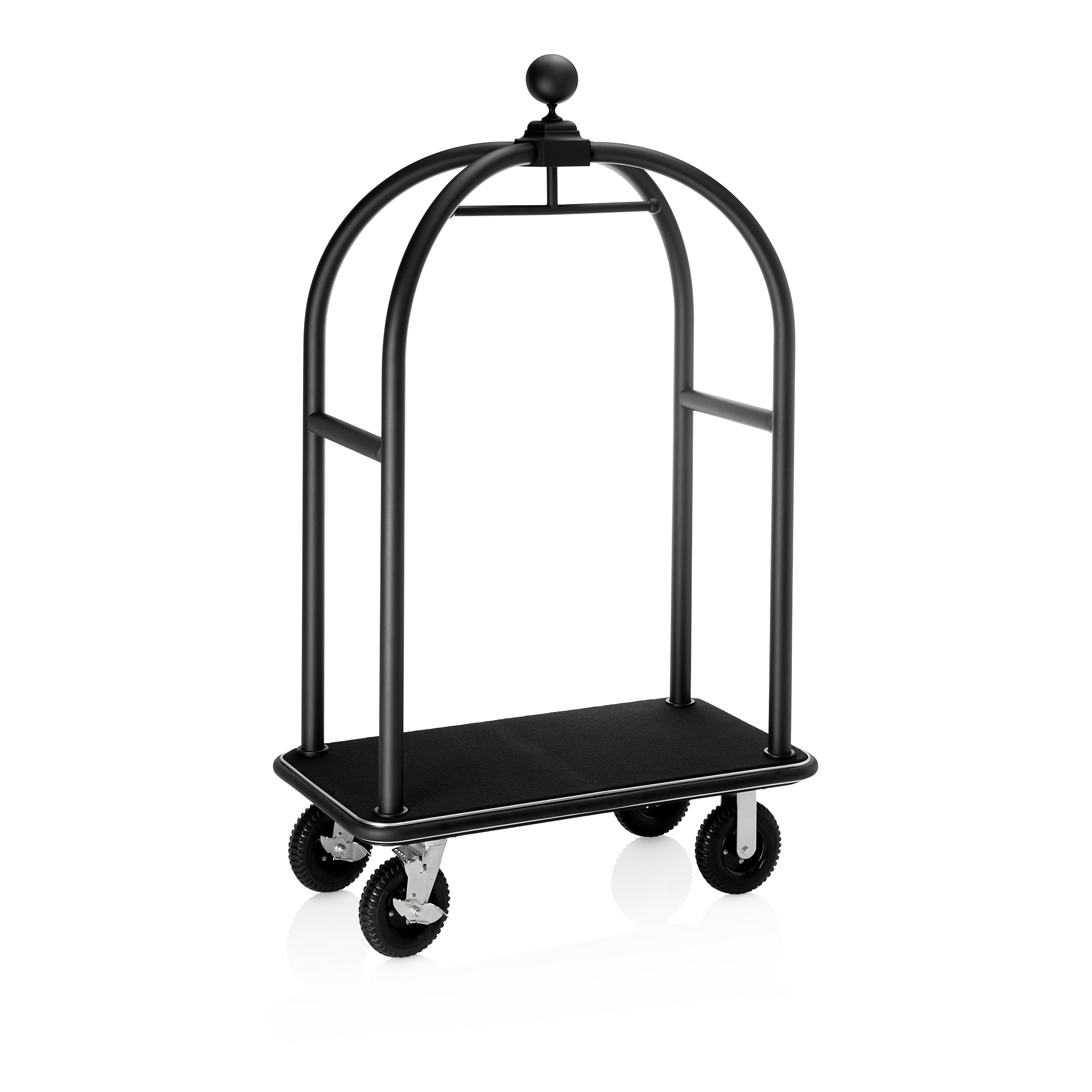 WAS Gepäckwagen DRIFT, 112 x 60 x 191 cm, schwarz, schwarzer Teppich, Chromnicke