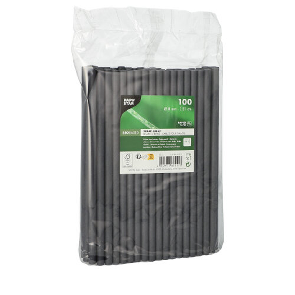 Papstar Shake-Halme, Papier Ø 8 mm · 21 cm schwarz