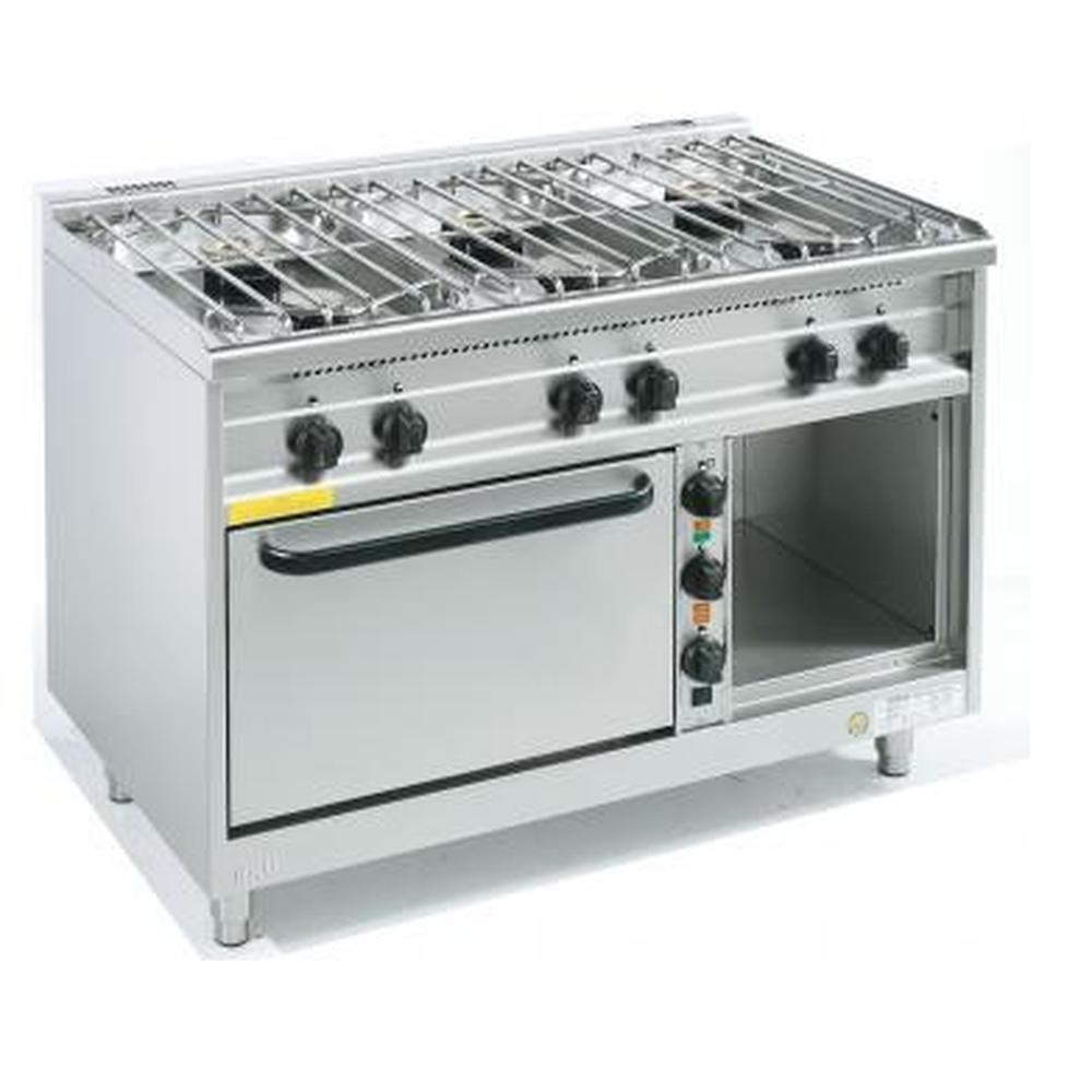 EKU Gasherd EMAXXBURNER KOMPAKT 6 Kochstellen Elektro-Backofen
