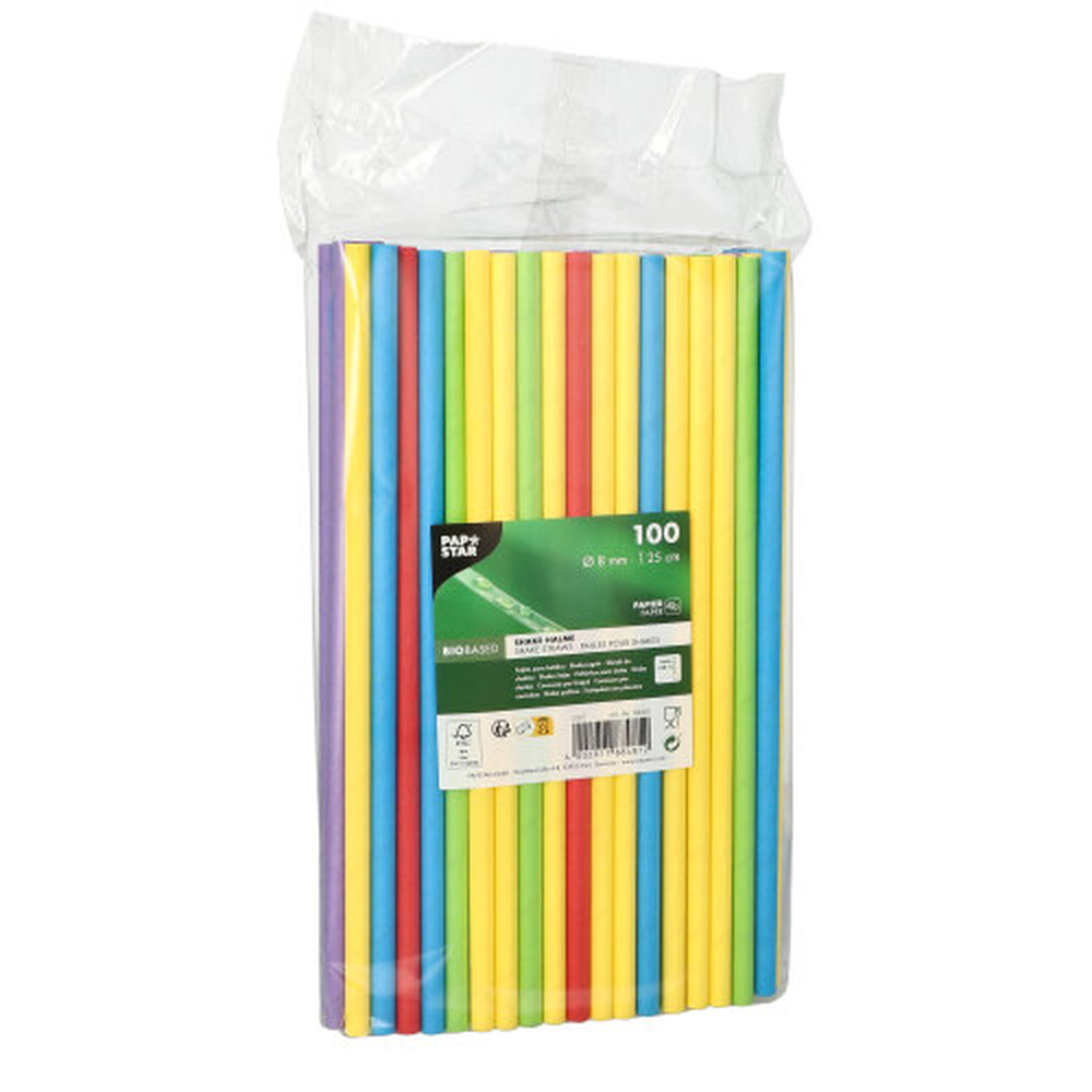 Papstar Shake-Halme, Papier Ø 8 mm · 25 cm farbig sortiert