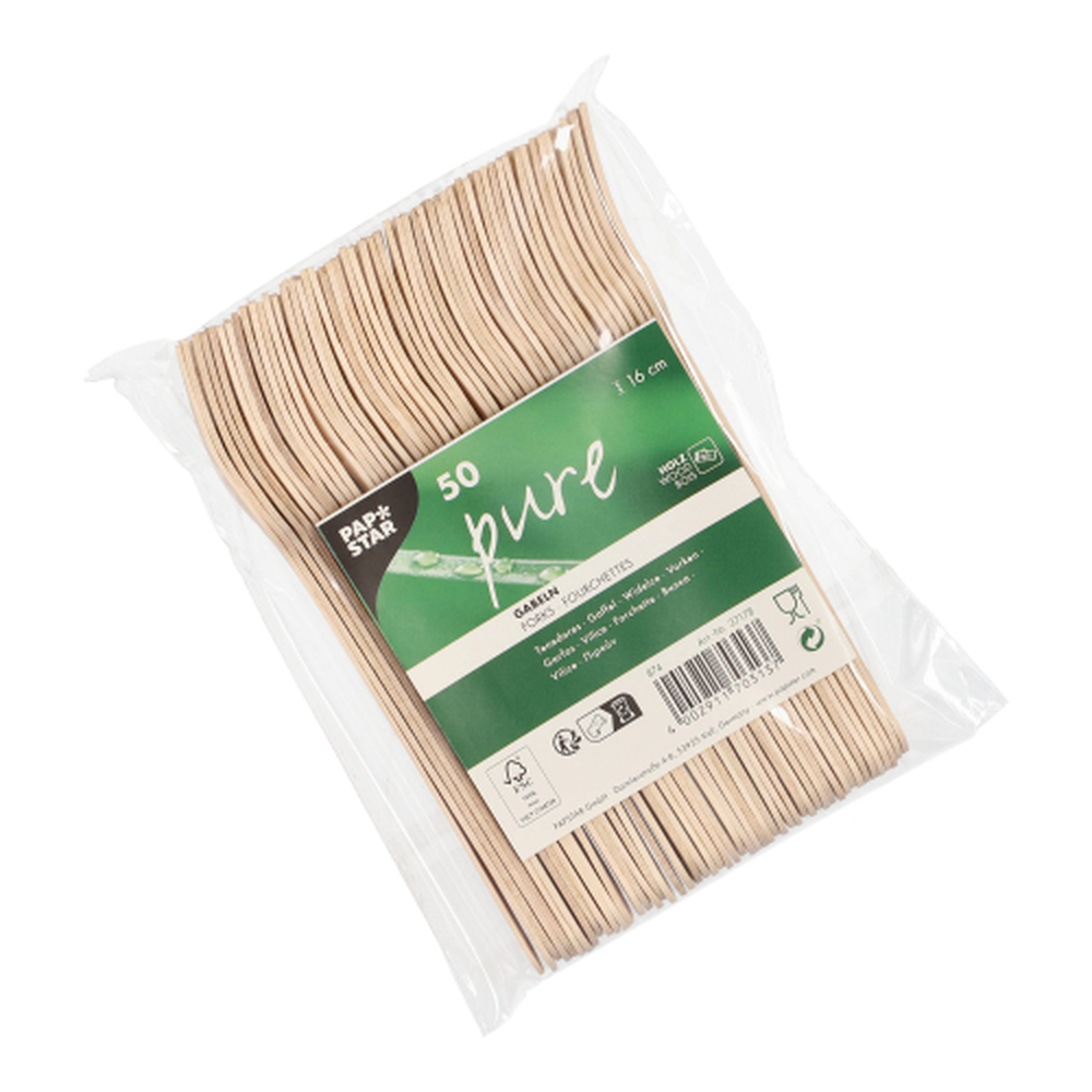 Papstar Gabeln Holz "pure" 16 cm