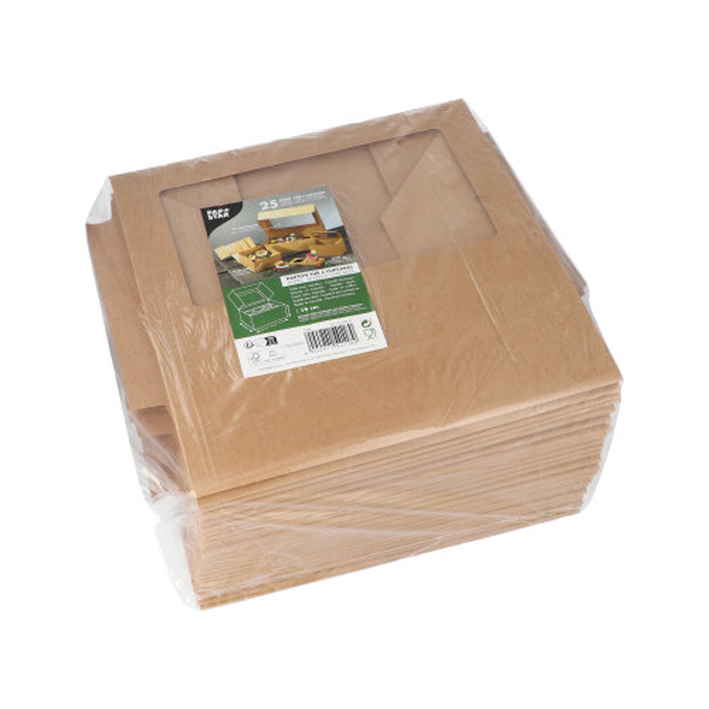 Papstar Cupcake-Kartons eckig 10 cm x 27 cm x 17,5 cm mit Sichtfenster aus PLA