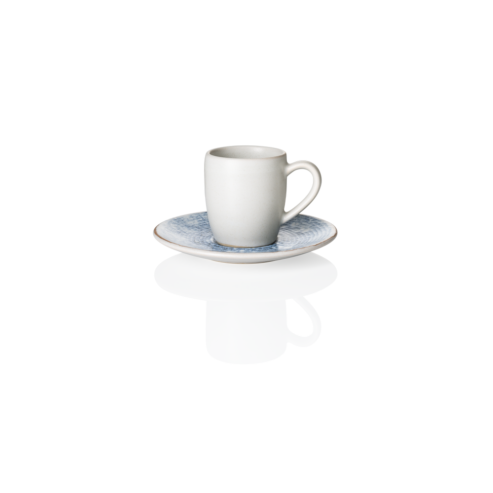 WAS Espresso- und Untertasse Set ROCKZZERO, 80 ml, Set á 6 Stück, arctic, Steinz