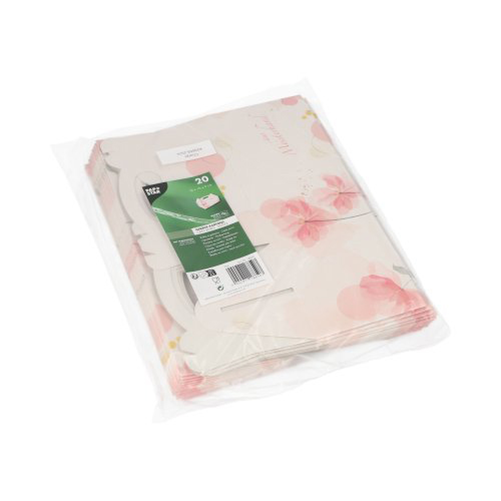 Papstar Gebäck-Kartons, Pappe eckig 16 cm x 10 cm x 9 cm rosé mit Tragegriff