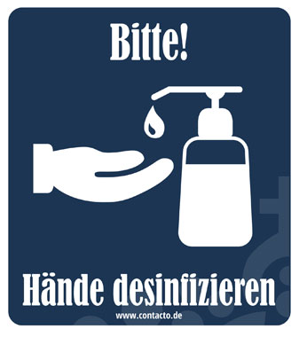 Contacto Schild ''Hände desinfizieren'' selbstklebend, 9 cm