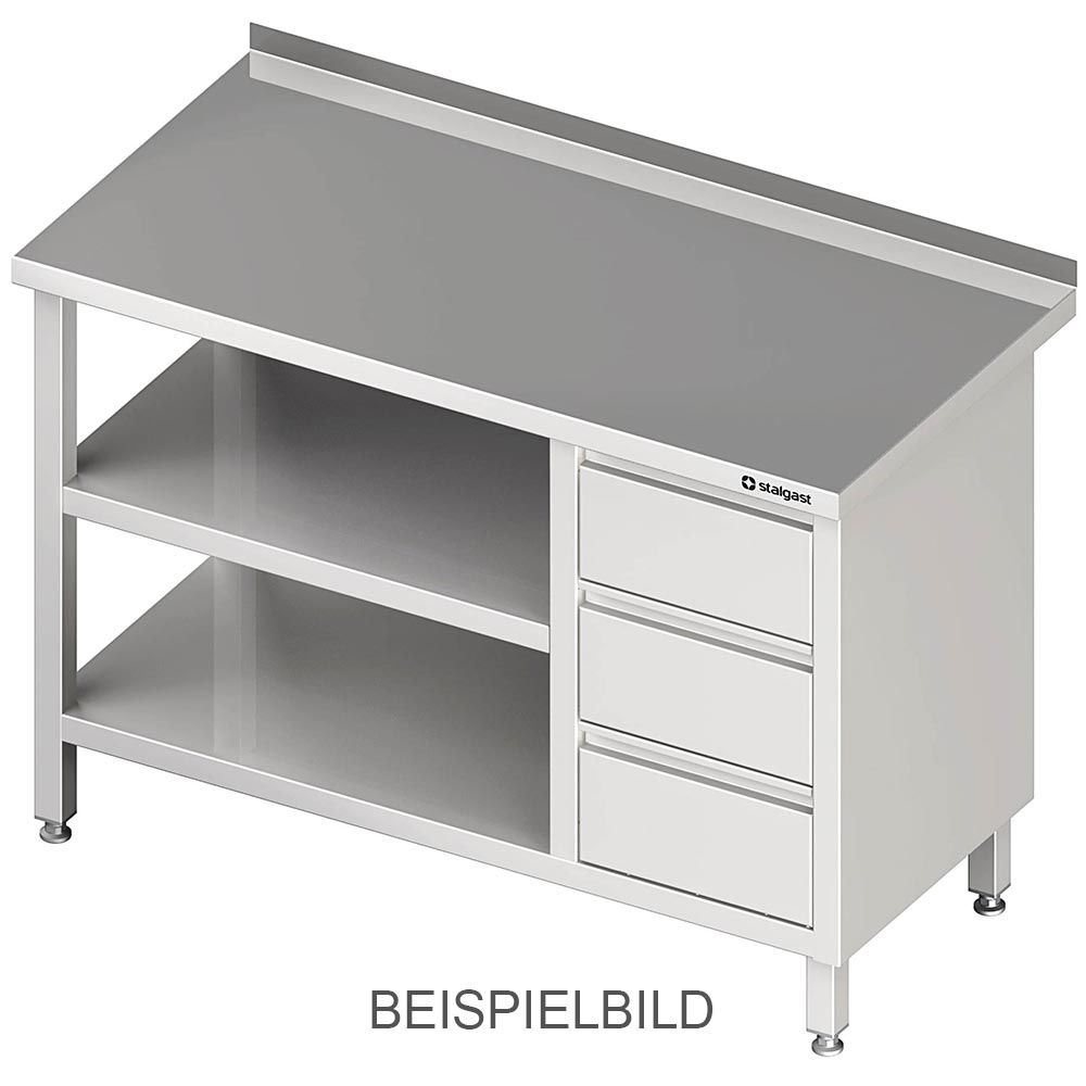 Stalgast Arbeitstisch mit Grund- und Zwischenboden, 800x700x850 mm, mit 3er Schu